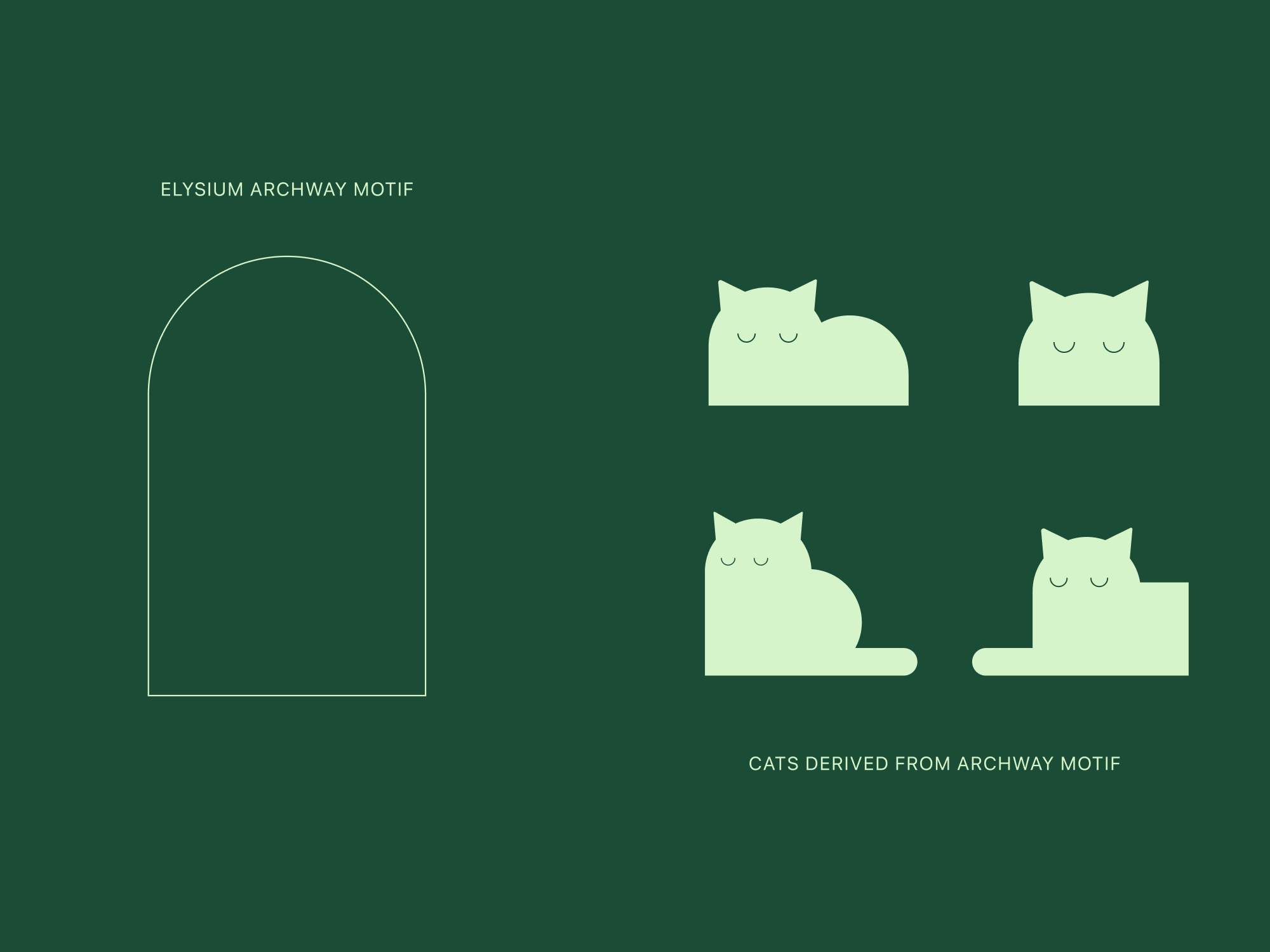 Elysium Cattery geometric cat illustration system
